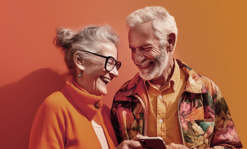 A husband and wife standing together sharing a moment. How technology supports people living with cognitive impairment