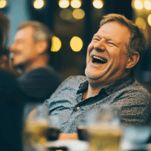 A man laughing and enjoying himself with friends. How to Stay Independent Longer With Mild Cognitive Impairment.