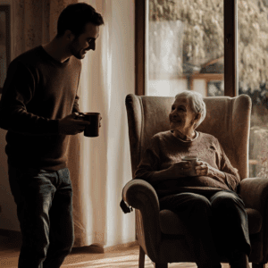 A son and his mother having a cup of tea, From Parent to Patient: When Roles Reverse in the Family